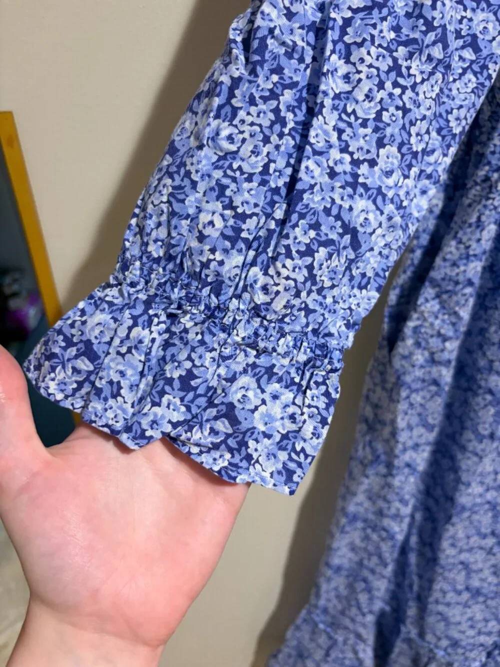 Eileen West Cotton Lawn Ballet Long Nightgown Blue Floral